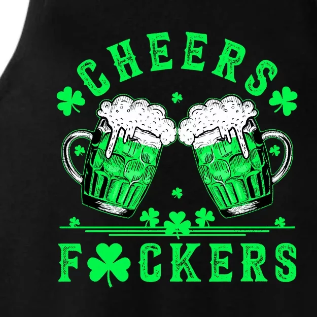 Cheers Fuckers St Patricks Day Funny Beer Drinking Mugs Ladies Tri-Blend Wicking Tank