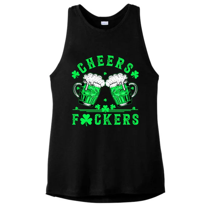 Cheers Fuckers St Patricks Day Funny Beer Drinking Mugs Ladies Tri-Blend Wicking Tank