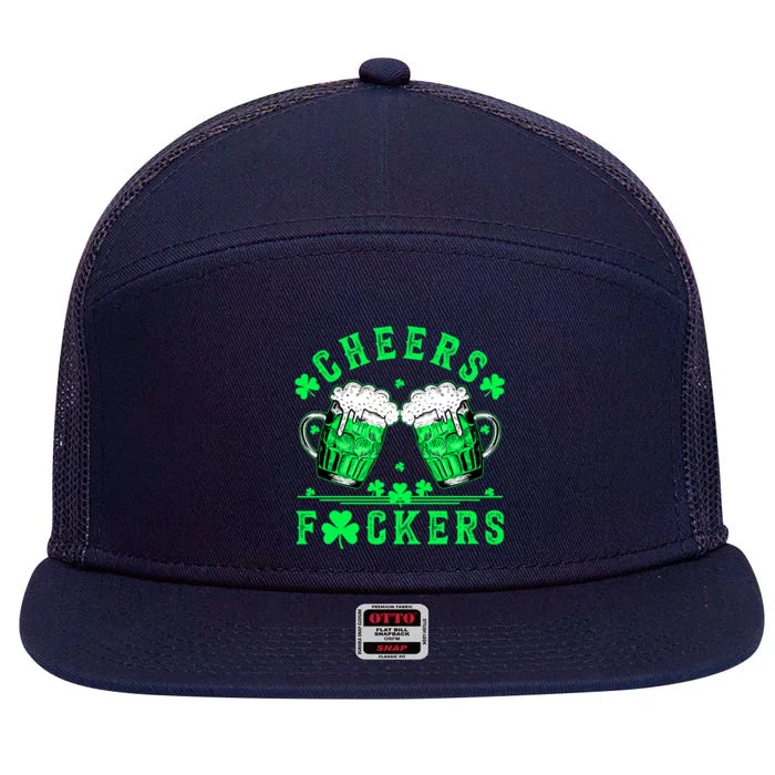 Cheers Fuckers St Patricks Day Funny Beer Drinking Mugs 7 Panel Mesh Trucker Snapback Hat