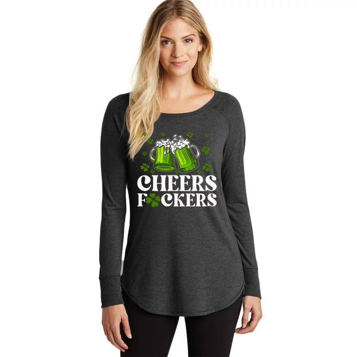 Cheers Fuckers St Patricks Day Funny Beer Drinking Mugs Women's Perfect Tri Tunic Long Sleeve Shirt