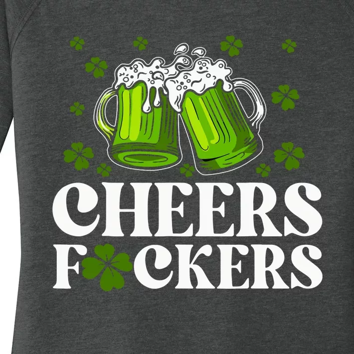 Cheers Fuckers St Patricks Day Funny Beer Drinking Mugs Women's Perfect Tri Tunic Long Sleeve Shirt