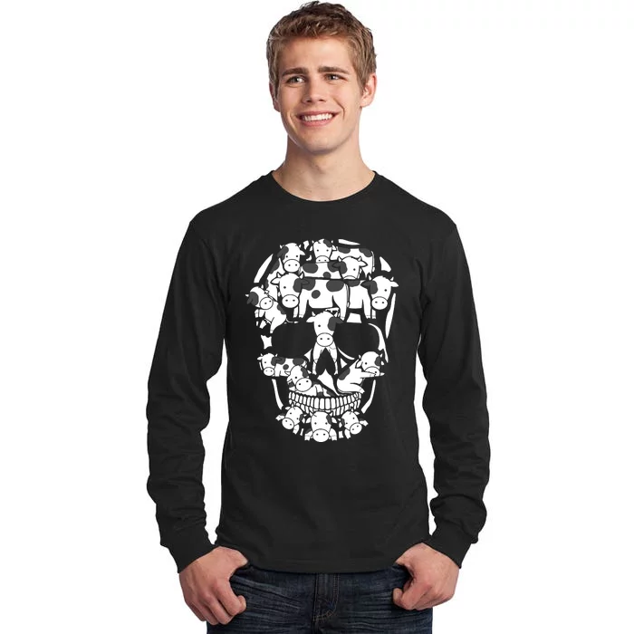 Cows Farm Skeleton Halloween Farmer Cow Skull Tall Long Sleeve T-Shirt