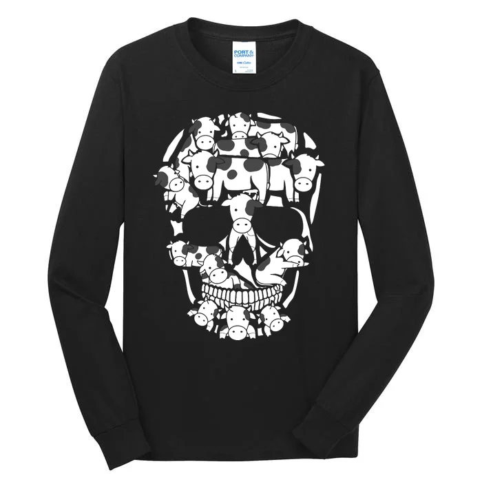 Cows Farm Skeleton Halloween Farmer Cow Skull Tall Long Sleeve T-Shirt