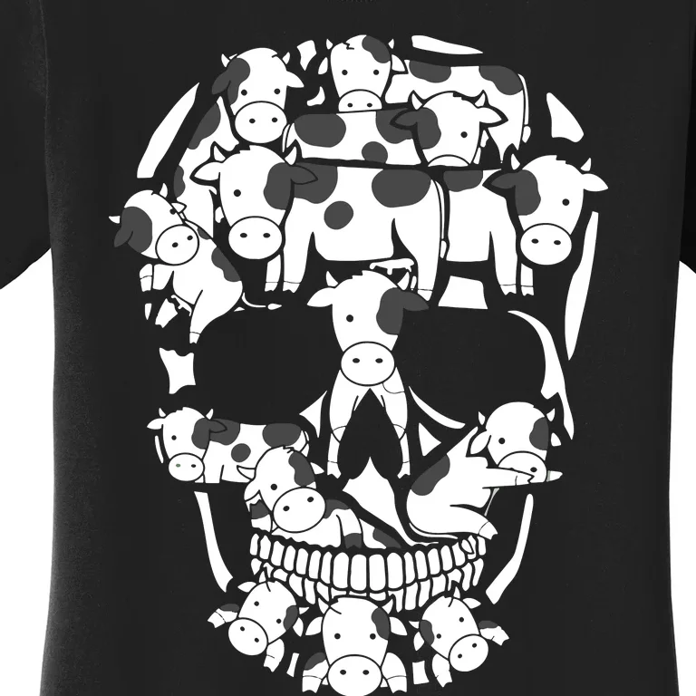 Cows Farm Skeleton Halloween Farmer Cow Skull Women's T-Shirt