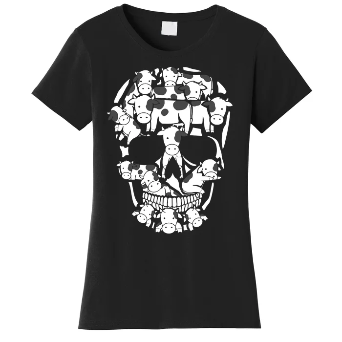 Cows Farm Skeleton Halloween Farmer Cow Skull Women's T-Shirt