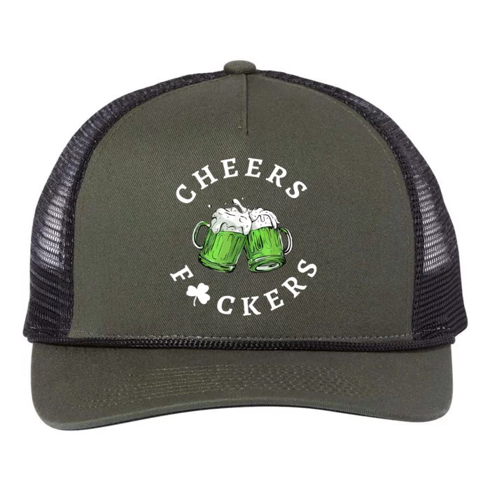 Cheers Fuckers St Patricks Day Funny Beer Drinking Mugs Retro Rope Trucker Hat Cap