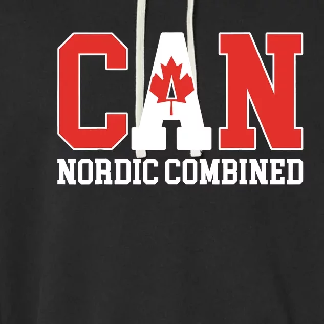 Canada Flag Skier Canadian CAN Nordic Combined Garment-Dyed Fleece Hoodie