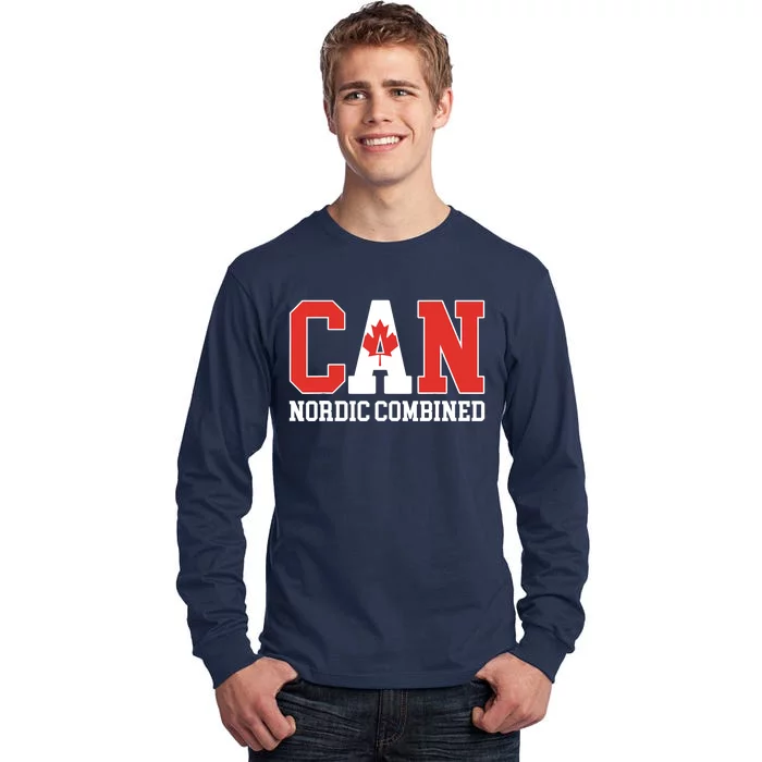 Canada Flag Skier Canadian CAN Nordic Combined Tall Long Sleeve T-Shirt