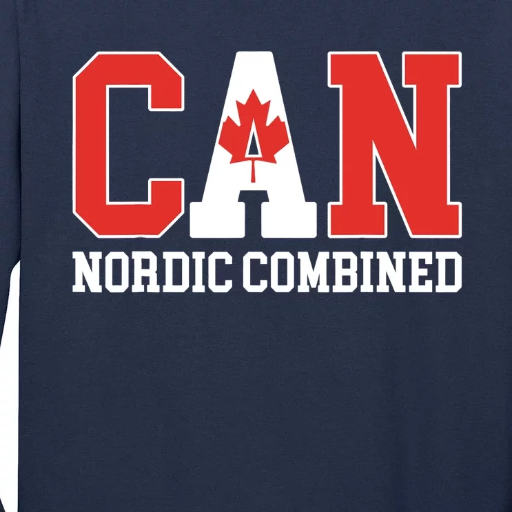 Canada Flag Skier Canadian CAN Nordic Combined Tall Long Sleeve T-Shirt