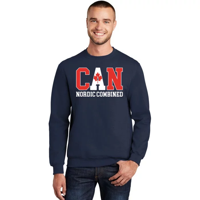 Canada Flag Skier Canadian CAN Nordic Combined Tall Sweatshirt