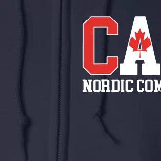 Canada Flag Skier Canadian CAN Nordic Combined Full Zip Hoodie