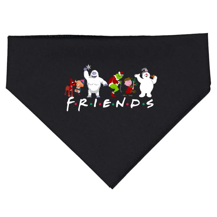 Christmas Friends Santa Rudolph Snowman Family Xmas USA-Made Doggie Bandana