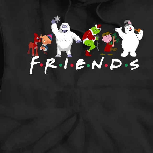 Christmas Friends Santa Rudolph Snowman Family Xmas Tie Dye Hoodie