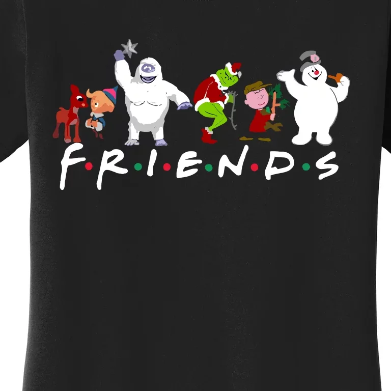 Christmas Friends Santa Rudolph Snowman Family Xmas Women's T-Shirt