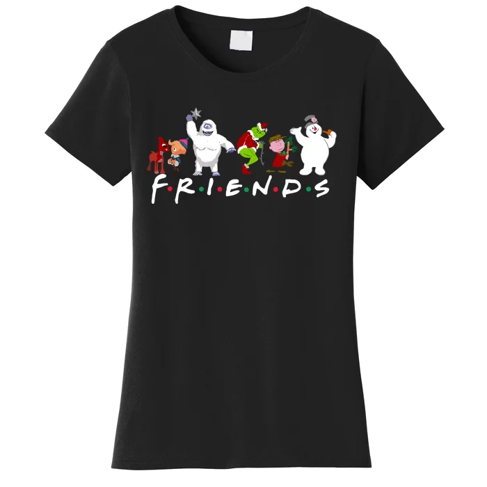 Christmas Friends Santa Rudolph Snowman Family Xmas Women's T-Shirt