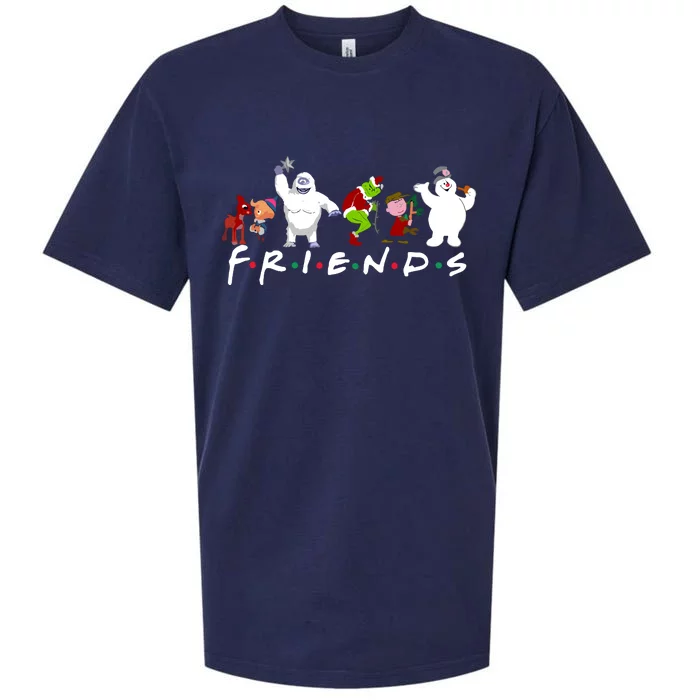 Christmas Friends Santa Rudolph Snowman Family Xmas Sueded Cloud Jersey T-Shirt