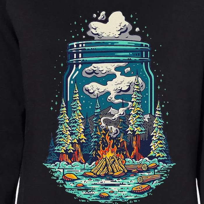 Camping Forest Smoke Womens California Wash Sweatshirt