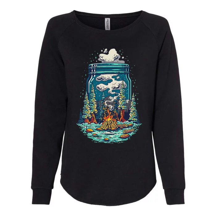 Camping Forest Smoke Womens California Wash Sweatshirt