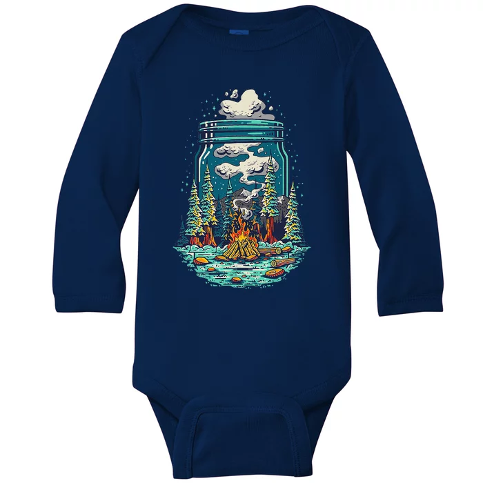 Camping Forest Smoke Baby Long Sleeve Bodysuit