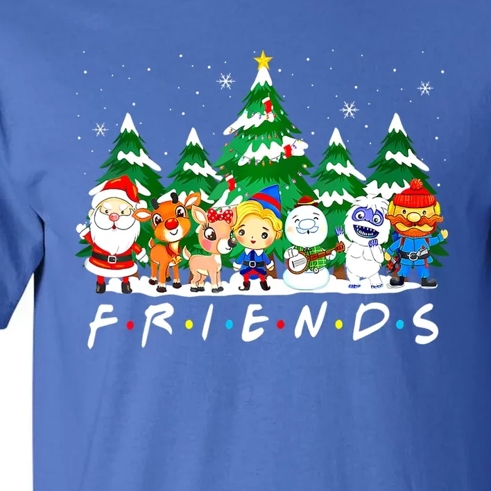 Christmas Friends Santa Rudolph Snowman Xmas Family Pajamas Tall T-Shirt