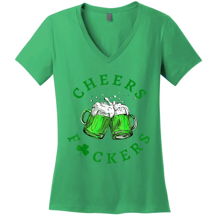 Cheers Fuckers St Patricks Day M.e.n WoM.e.n Beer Drinking Mugs Women's V-Neck T-Shirt