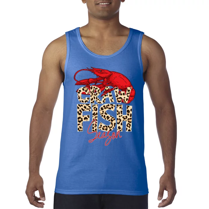 Craw Fish Season Leopard Funny Crawfish Boil Lobster Cajun Gift Tank Top