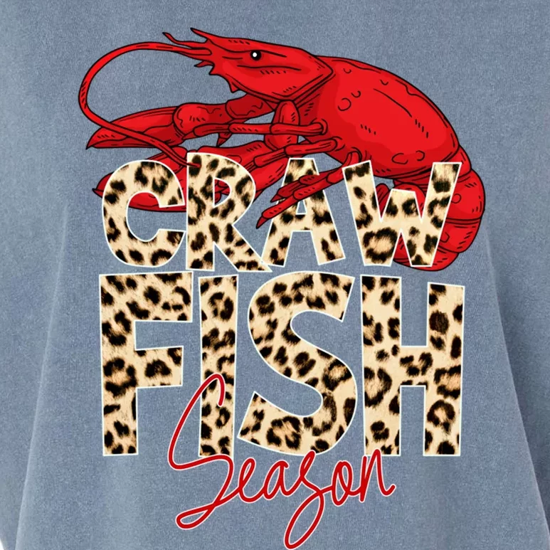 Craw Fish Season Leopard Funny Crawfish Boil Lobster Cajun Gift Garment-Dyed Women's Muscle Tee