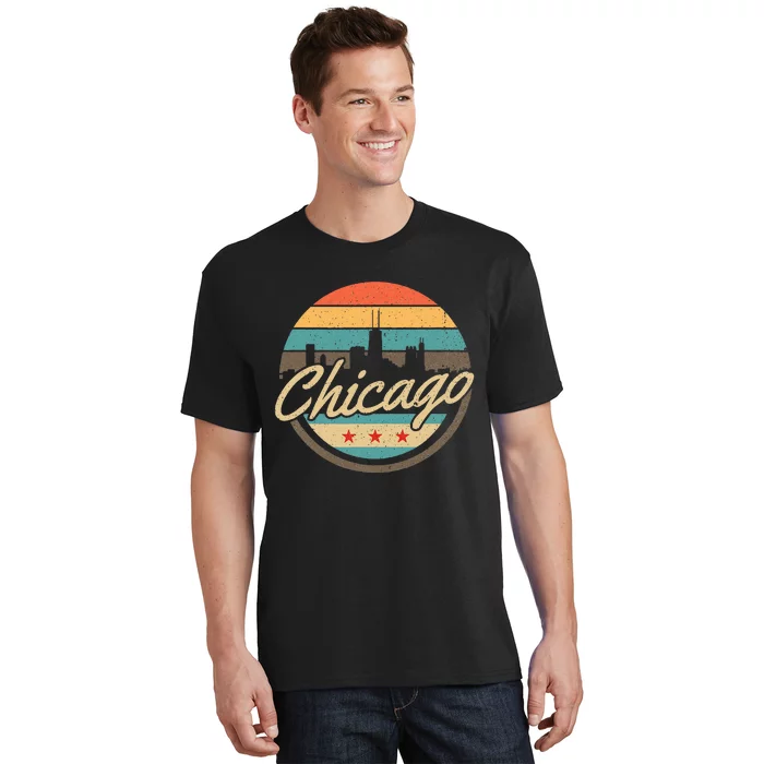 Chicago Flag Skyline Vintage Illinois Usa Souvenir T-Shirt