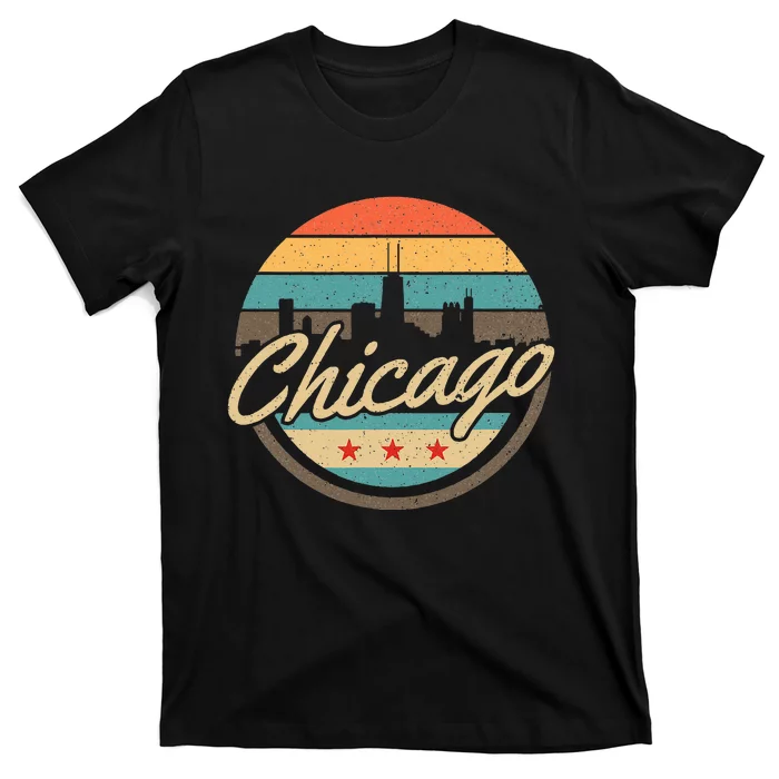 Chicago Flag Skyline Vintage Illinois Usa Souvenir T-Shirt