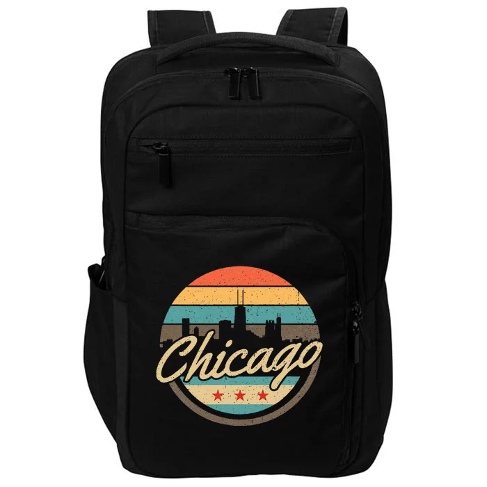 Chicago Flag Skyline Vintage Illinois Usa Souvenir Impact Tech Backpack