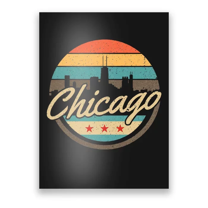 Chicago Flag Skyline Vintage Illinois Usa Souvenir Poster