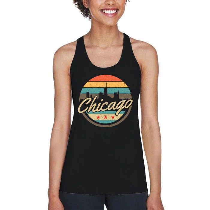 Chicago Flag Skyline Vintage Illinois Usa Souvenir Women's Racerback Tank