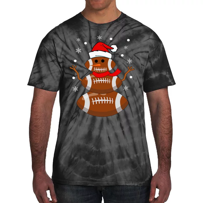 Christmas Football Snowman Football Christmas Tie-Dye T-Shirt