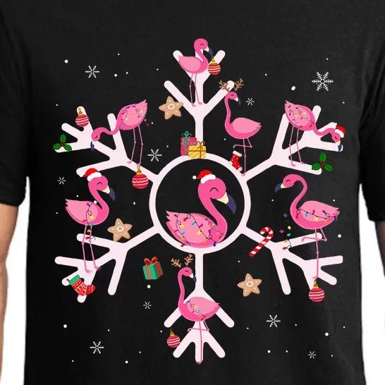 Christmas Flamingo Santa Hat Xmas Lights Flamingo Snowflakes Pajama Set