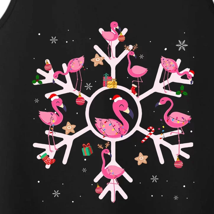 Christmas Flamingo Santa Hat Xmas Lights Flamingo Snowflakes Performance Tank