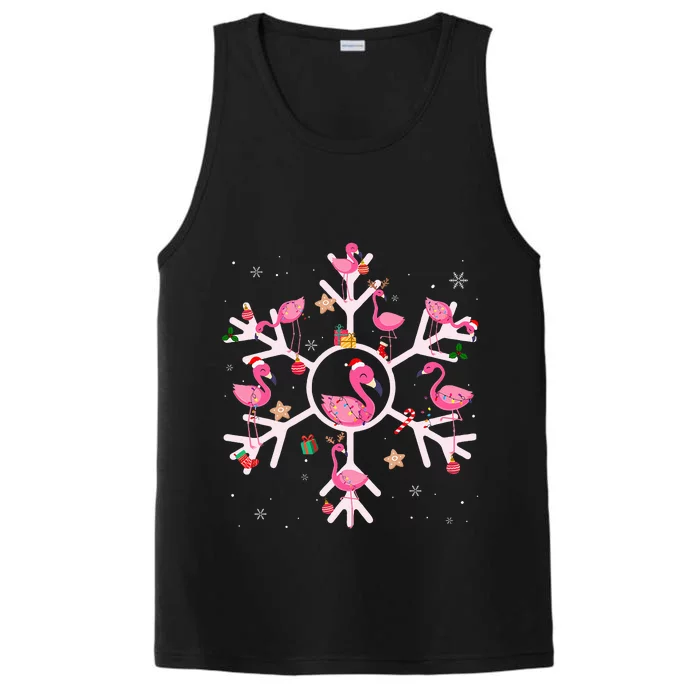 Christmas Flamingo Santa Hat Xmas Lights Flamingo Snowflakes Performance Tank