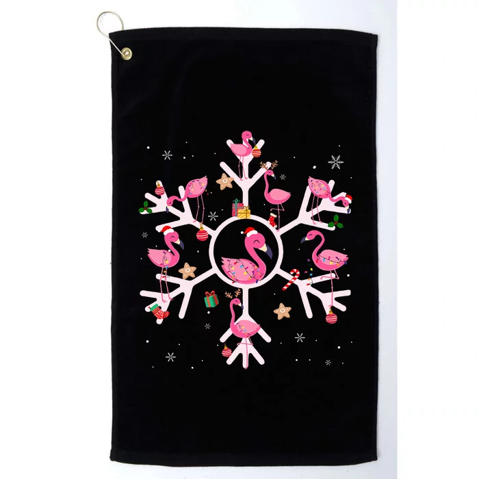 Christmas Flamingo Santa Hat Xmas Lights Flamingo Snowflakes Platinum Collection Golf Towel