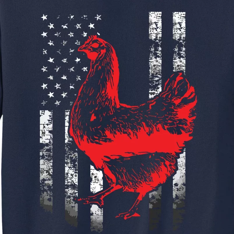 Chicken Farmer Shirts Cool Chicken Flag Tall Sweatshirt