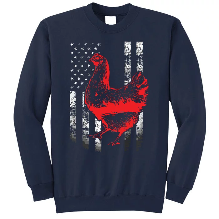 Chicken Farmer Shirts Cool Chicken Flag Tall Sweatshirt