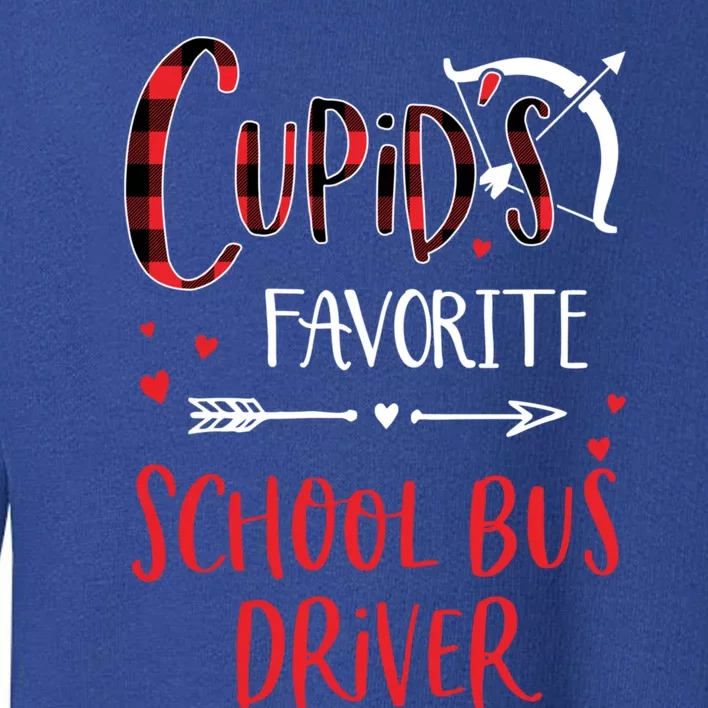 Cupid's Favorite School Bus Driver Red Plaid Valentine's Day Gift Toddler Sweatshirt