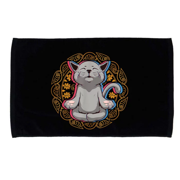 Cat Funny Sweet Yoga Meditation Meow Kawaii Cat Owner Microfiber Hand Towel