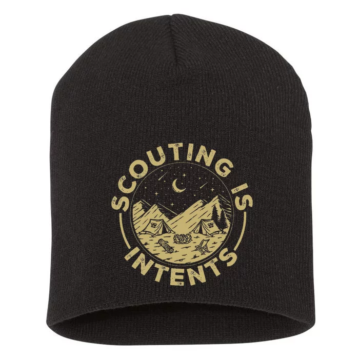 Camping Funny Scout Camper Scouting Is Intents Short Acrylic Beanie