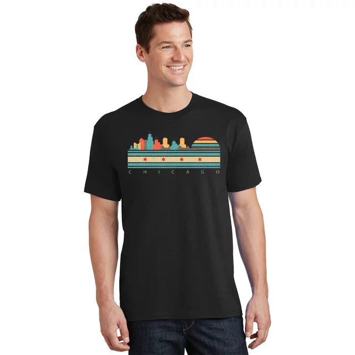 Chicago Flag Skyline Vintage Illinois City Retro Souvenir T-Shirt