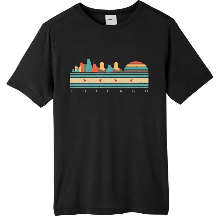 Chicago Flag Skyline Vintage Illinois City Retro Souvenir ChromaSoft Performance T-Shirt