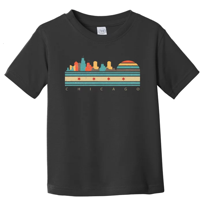 Chicago Flag Skyline Vintage Illinois City Retro Souvenir Toddler T-Shirt