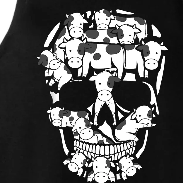 Cows Farm Skeleton Halloween Farmer Cow Skull Ladies Tri-Blend Wicking Tank