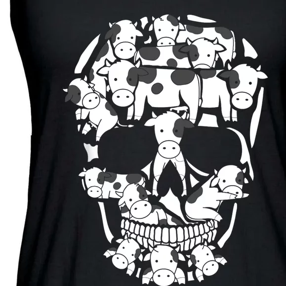 Cows Farm Skeleton Halloween Farmer Cow Skull Ladies Essential Flowy Tank