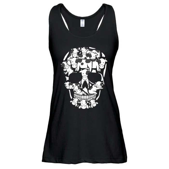 Cows Farm Skeleton Halloween Farmer Cow Skull Ladies Essential Flowy Tank