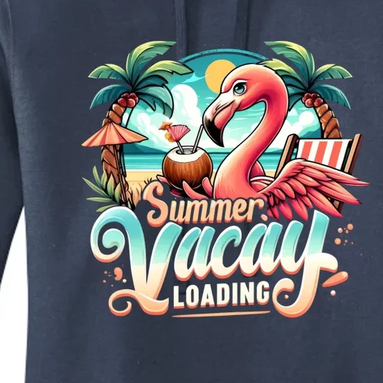 Cute Flamingo Summer Vacay Loading Hello Summer Family Trip Funny Gift Women's Pullover Hoodie