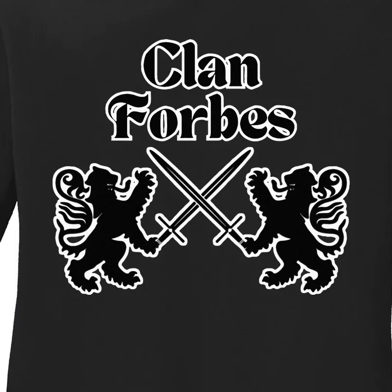 Clan Forbes Scottish Swords Lion Ladies Long Sleeve Shirt